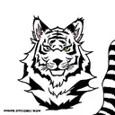 Moon cherry blossom tiger tribal  tattoo design idea
