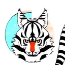 Moon cherry blossom tiger tribal  tattoo design idea