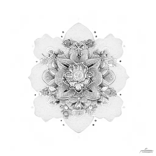 car steering wheel with flowers tattoo design idea