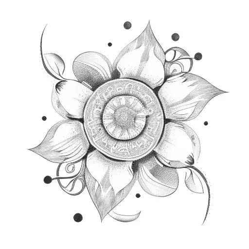 steering wheel with flowers tattoo design idea