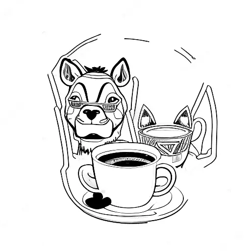 Bojack and Diane in caffe drinking coffee tattoo design idea