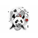 panda cartoon with bored facial expression tattoo design idea