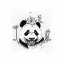 panda cartoon with bored facial expression tattoo design idea