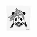 panda cartoon with bored facial expression tattoo design idea