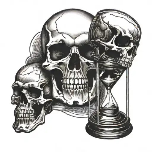 punisher skull and hour glass tempus fugit momento mori momento vivere tattoo design idea