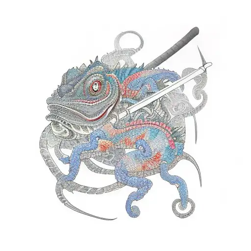chameleon samurai tattoo design idea