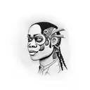 voodoo man with split face multiple personality  tattoo design idea