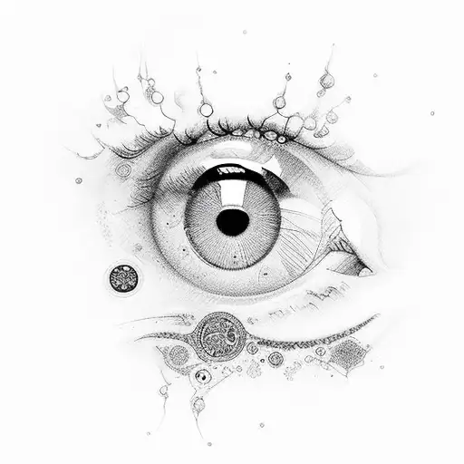 Mano de fatima con naturaleza, ademas que incluya algo del espacio, y algun mosaico arabe tattoo design idea