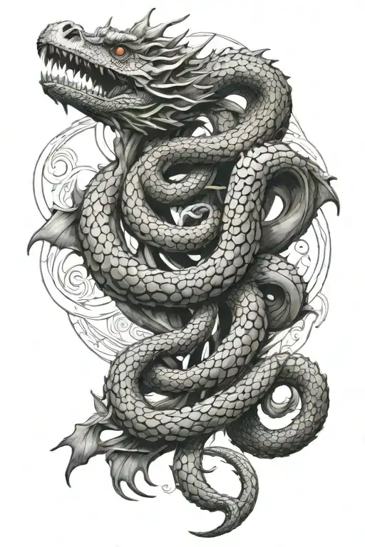 Infinity Ouroboros dragon coiling filling a round empty tattoo  tattoo design idea