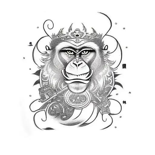 monkey king all high  tattoo design idea