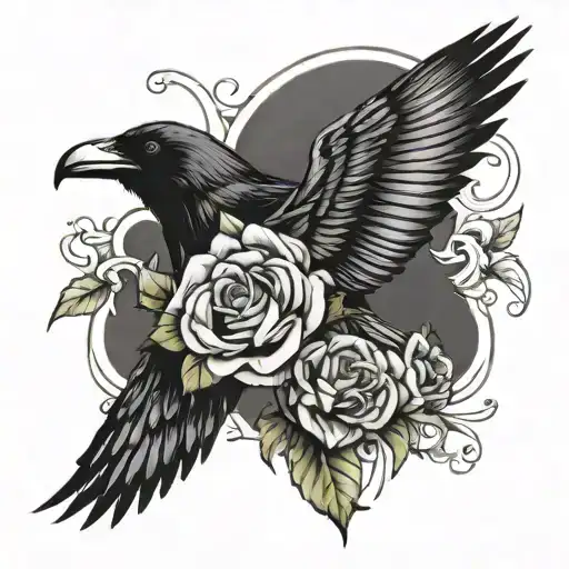 create tattoo with a raven skull and Butterfly wings tattoo design idea