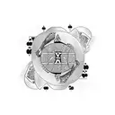 A poker chip surrounded by playing cards in dotwork style tattoo design idea