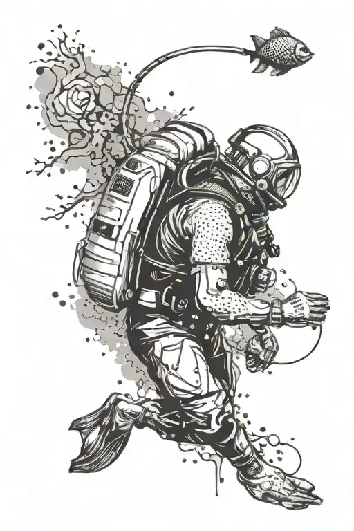 I free dive when things upset me, it's good for my soul. create an aesthetic and understandable tatto ı want see diver tattoo design idea