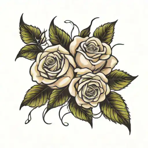 roses with bengamin franklin tattoo design idea