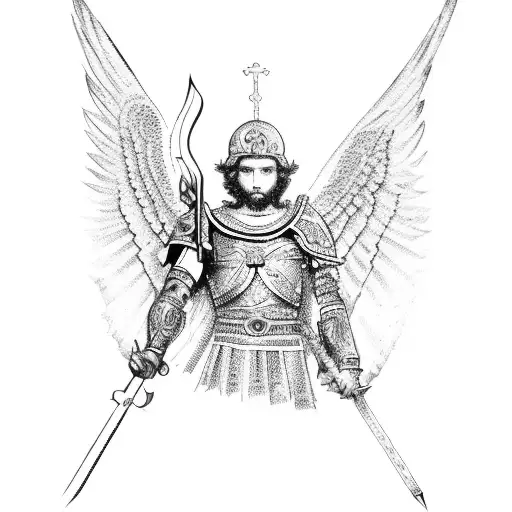 saint michael with roman legion tattoo design idea