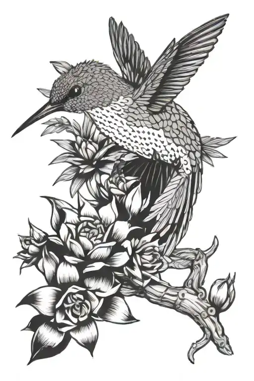 humming bird, coyote, cactus tattoo design idea