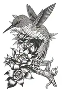 humming bird, coyote, cactus tattoo design idea