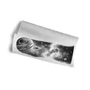 Space-themed, colour full sleeve tattoo, bottom forest with light colour background, dark-to-light gradient, night sky,  tattoo design idea