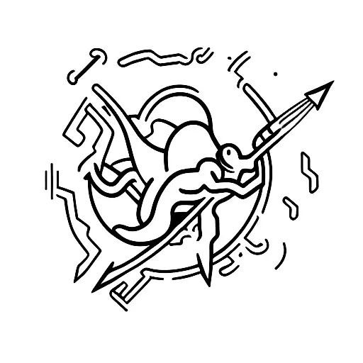 Cave Diving Arrow Pointer with olm tattoo design idea