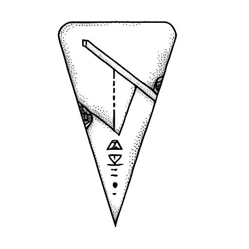 a triangle marker arrow line cave with turtle tattoo design idea