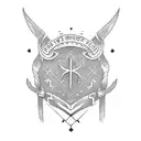 I would like a tattoo on my upper left arm with the following Nordic runes: Thurisaz, Ansuz, Raído, Kenaz, Wunjo, Nauthi tattoo design idea