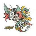 90's cartoon collage tattoo design idea