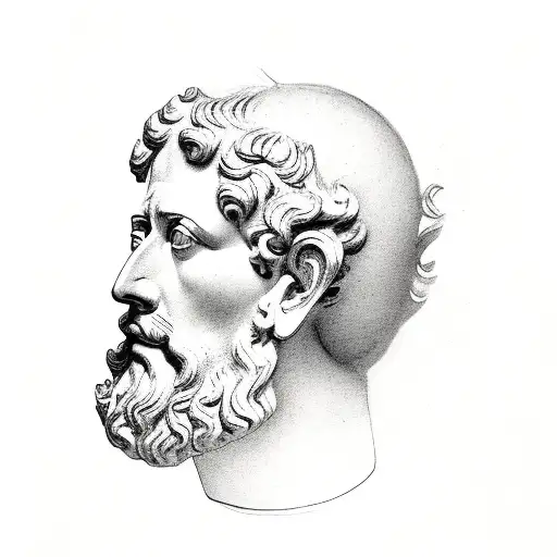 old Marcus Aurelius with broken clock tattoo design idea
