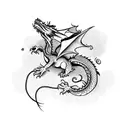 Dragon wrapped around a tree with roses tattoo design idea