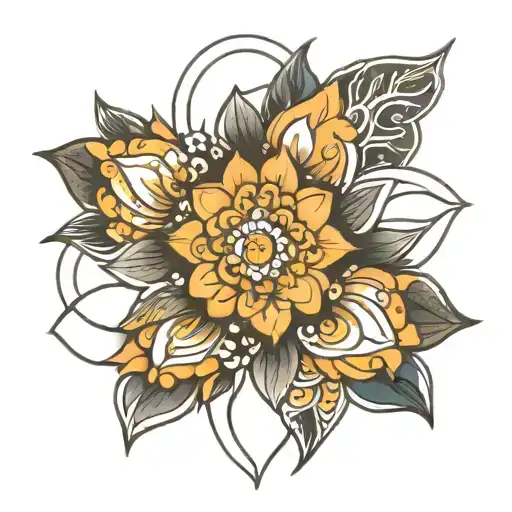 mandala design incorporating feminine lines, soft shading tattoo design idea