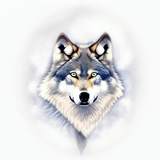 wolf, teeth, tail, body, paws, fur tattoo design idea