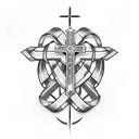 Christian Cross cancer ribbon  tattoo design idea