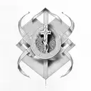 Christian Cross cancer ribbon  tattoo design idea