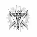 Christian Cross cancer ribbon  tattoo design idea