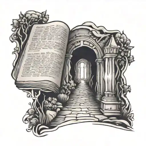 lighted pathway from open bible   tattoo design idea