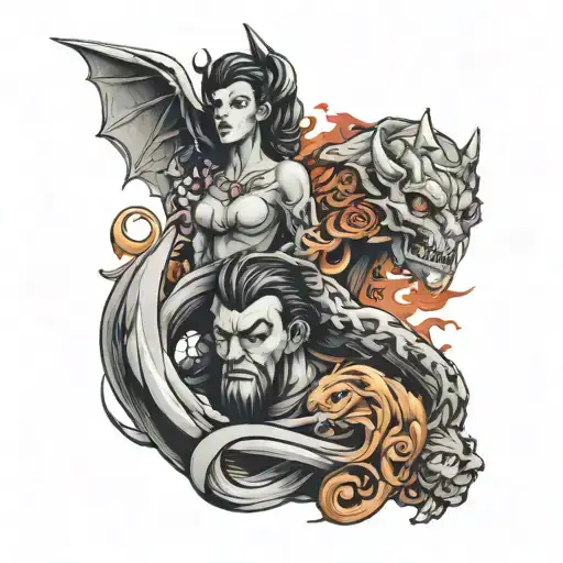 good vs evil tattoo design idea