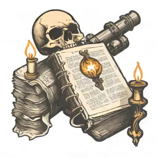 bible open with candle burning, incorperate a skull   tattoo design idea