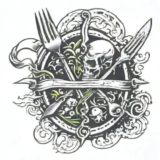 fork in the road two paths evil good vs evil tattoo design idea