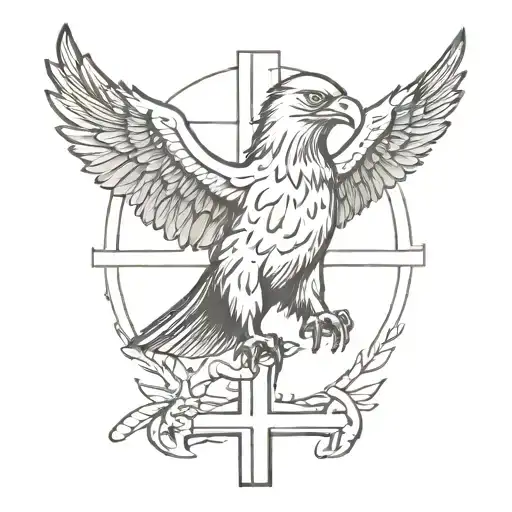 eagle at foot of cross tattoo design idea