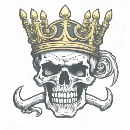 skull mouth open crown tattoo design idea