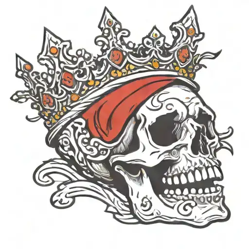 skull mouth open crown tattoo design idea