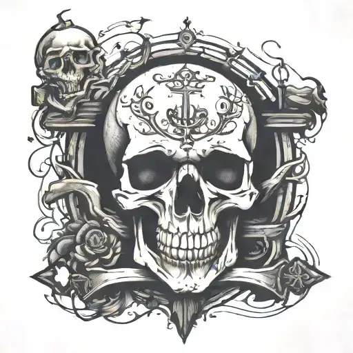 lighted pathway from open bible  add skull tattoo design idea