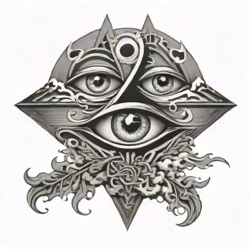  road splitting two paths good vs evil eye tattoo design idea