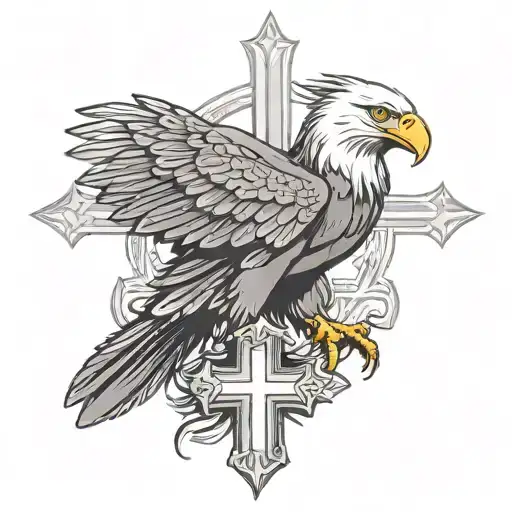 eagle at foot of cross tattoo design idea