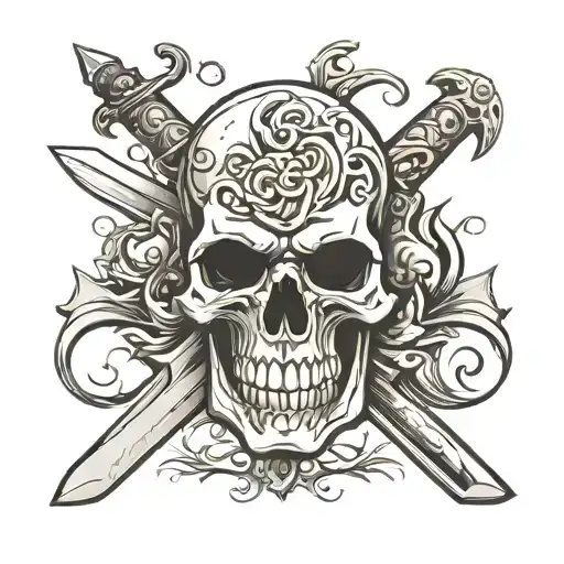 blacksmith forge sword skull iron tattoo design idea