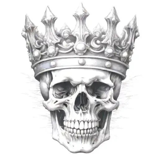 skull mouth open crown tattoo design idea