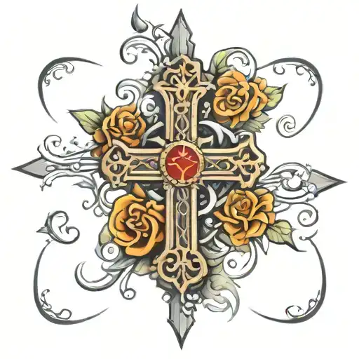 use the word saved to make a cross  tattoo design idea
