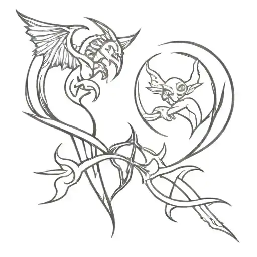 good vs evil tattoo design idea