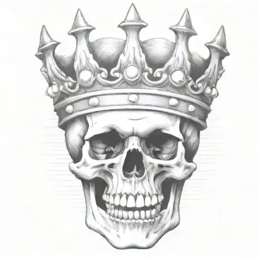 skull mouth open crown tattoo design idea
