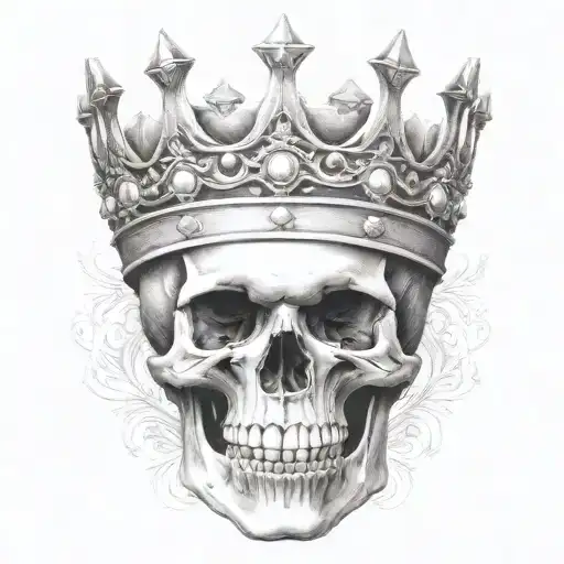 skull mouth open crown tattoo design idea