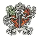  road splitting two paths evil good vs evil tattoo design idea